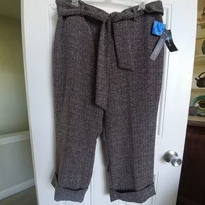 Style & Co brown tweed boot cropped cuff pant 16 p